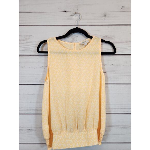 LOFT Outlet Women's Sleeveless Yellow Floral Blouse Crewneck Size XS - Picture 1 of 6